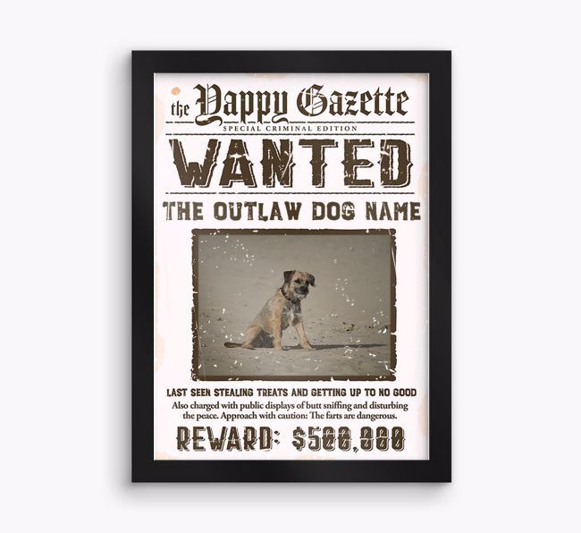 Wanted: Personalised {breedFullName} Photo Upload Framed Print